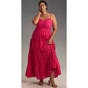 NWT Bhanuni by Jyoti Sleeveless‎ Patchwork Lace Tiered Midi Dress 1X Plus